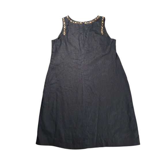 Relativity size 16W Black Sleeveless Linen Dress Embellished Studded Linen - Picture 2 of 9